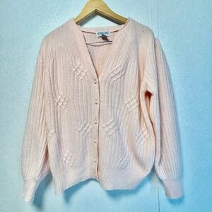 lambswool angora vintage pink balloon sleeve pearl button victoriajones cardigan